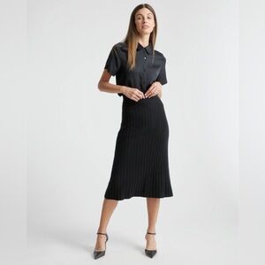 NWT Quince Mongolian Cashmere Midi Skirt, XS, Black